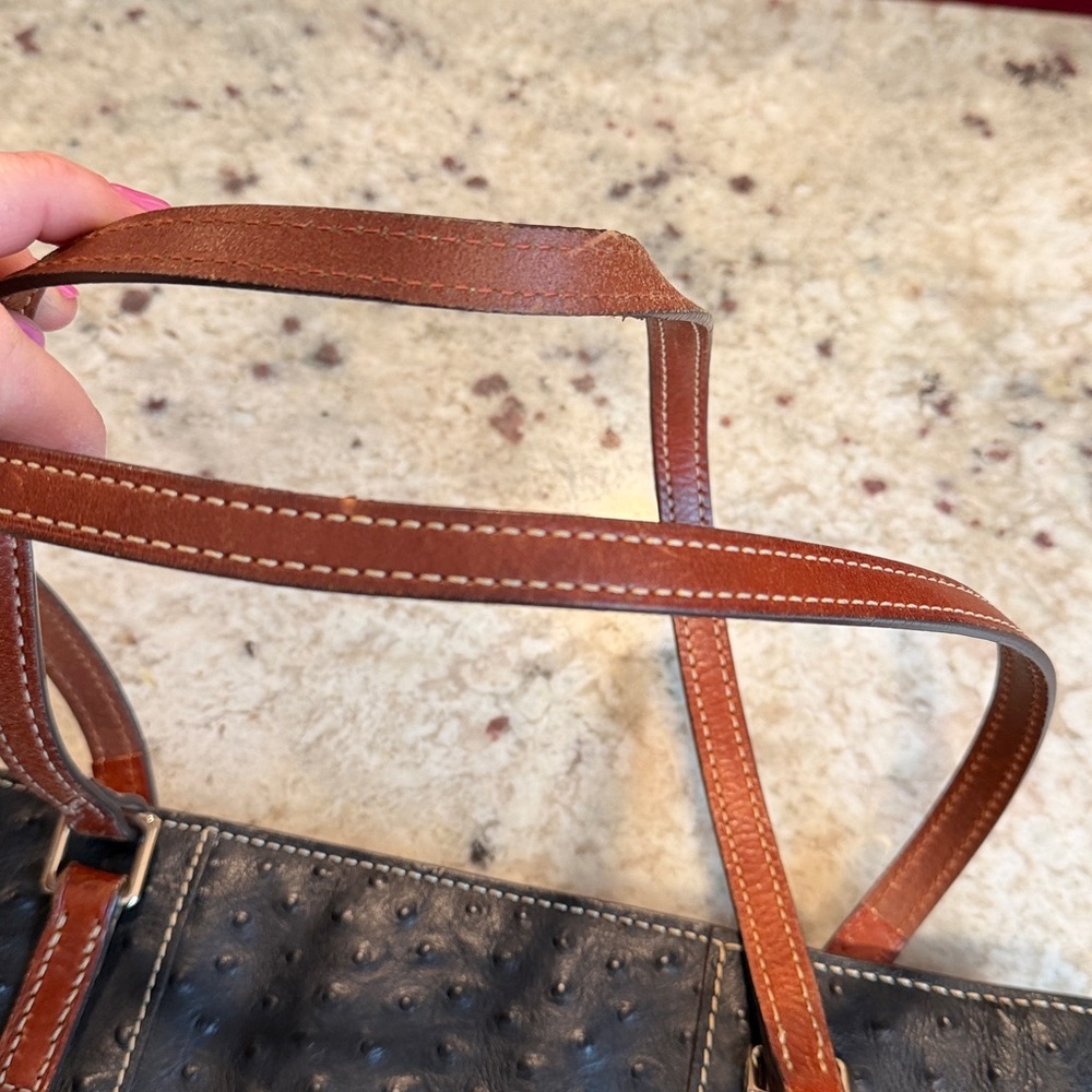 Dooney & Bourke Black Tote with Brown Leather Straps - Picture 3 of 9